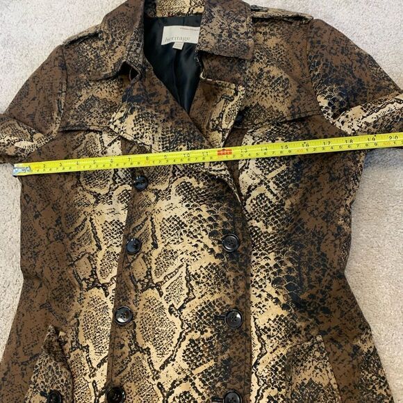 Banana Republic Heritage brown snake print trench coat M - Picture 12 of 14